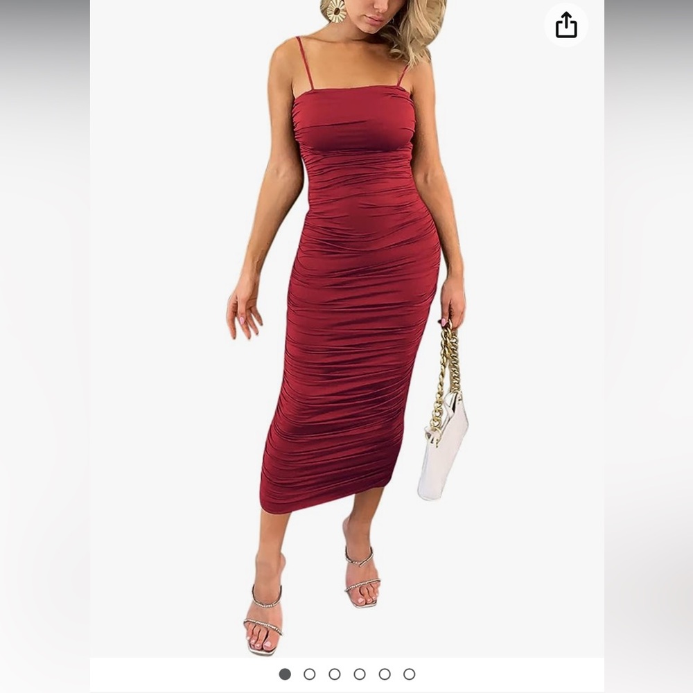Size small winered ruched midi dress